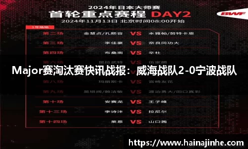 Major赛淘汰赛快讯战报：威海战队2-0宁波战队